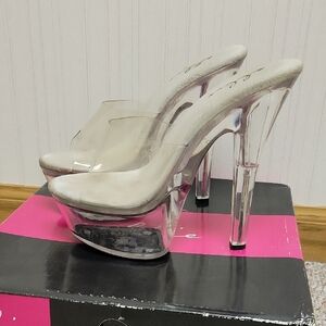 Ellie Vanity Transparent High Heel Platform Shoes Sz 6 Coquette Stripper Sexy